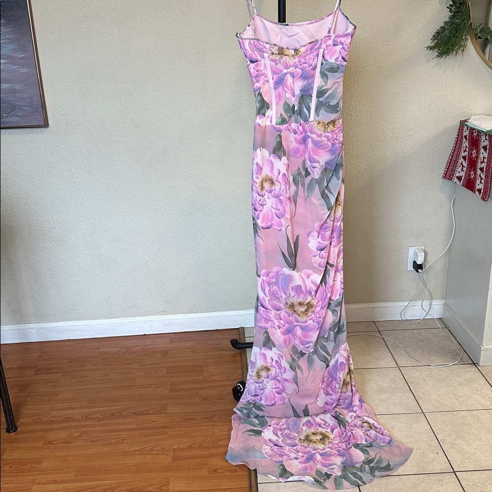 House of CB Antonia Pink Floral Corset Maxi Dress NWOT size XS Tall - Picture 10 of 16
